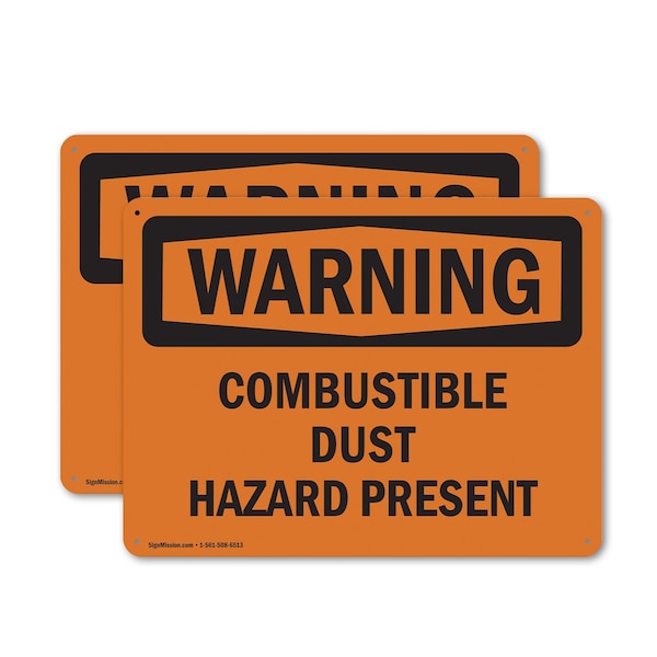 Signmission Combustible Dust Hazard Present OSHA Warning Sign, Plastic, 10in W x 7in L, 2PK OS-2PACK-WS-P-710-L-12024 - main